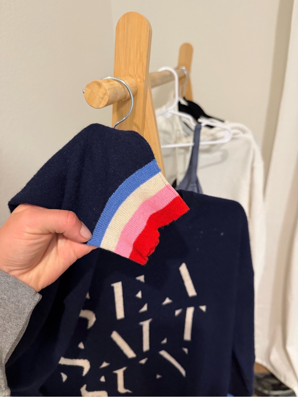 Sundry Navy Crewneck Sweater with White 'SEA SALT SUN' Graphic - Picture 6 of 7